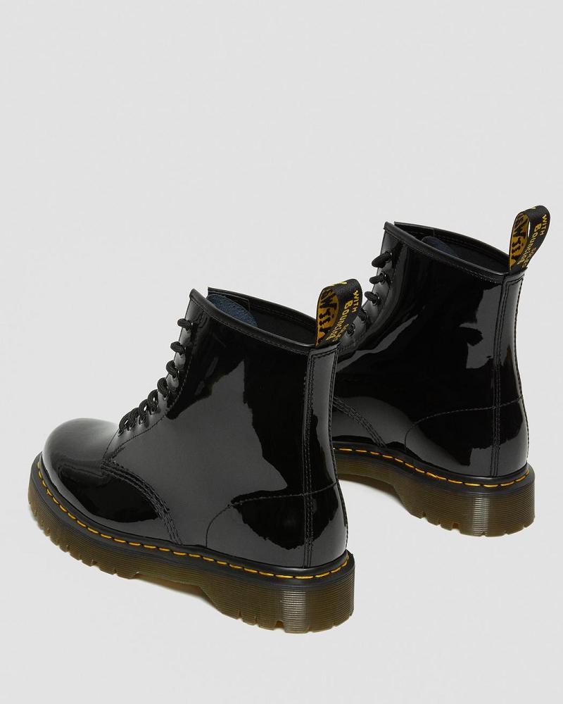 Men's Dr Martens 1460 Bex Patent Leather Lace Up Boots Black | AU 502TCE